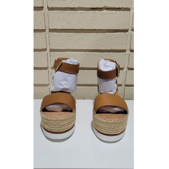 NIB See By Chloe Glyn Leather Tan Espadrille Platform Wedge Sandal Size EU 40 - Picture 2 of 16
